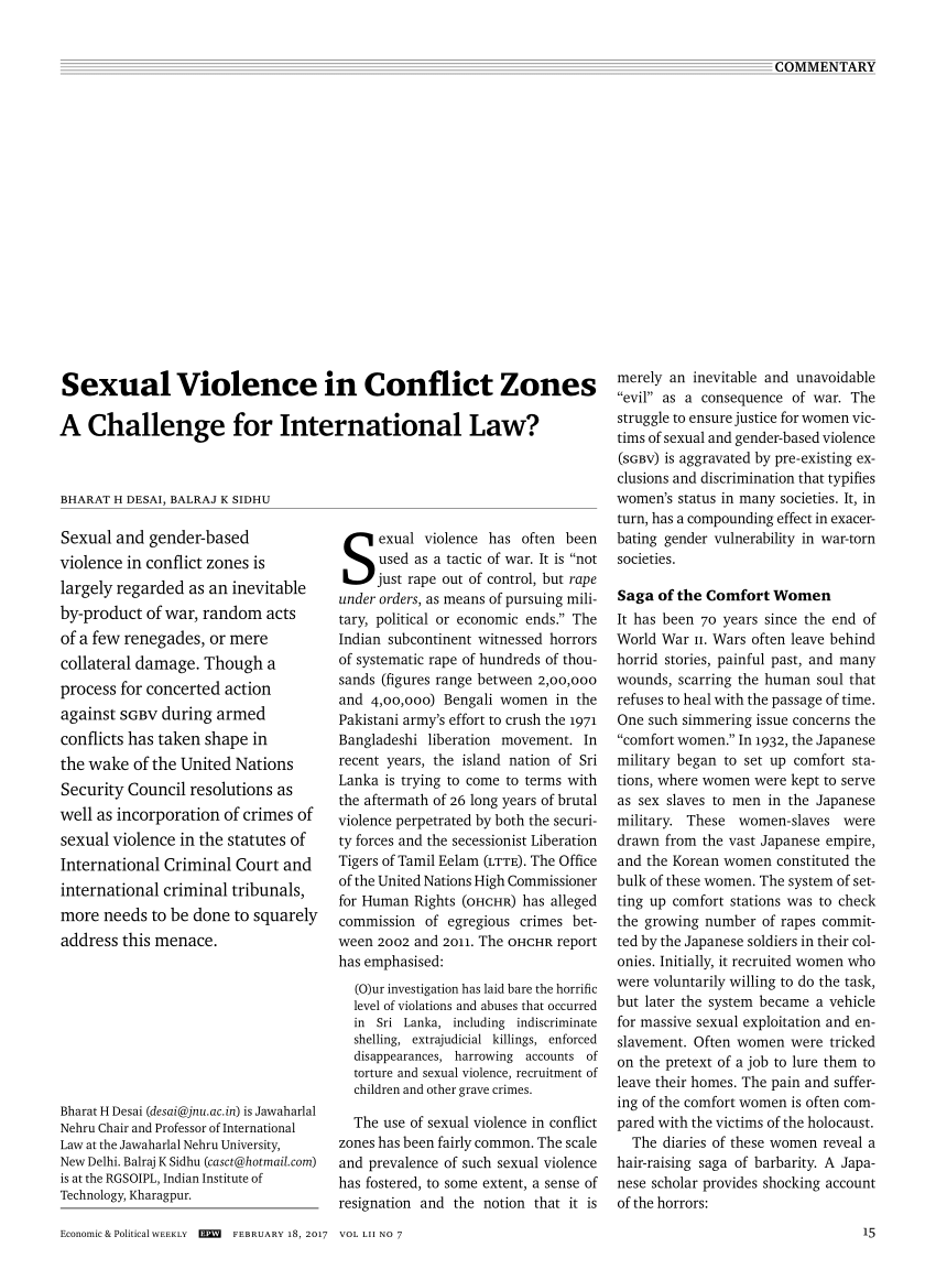 Pdf Sexual Violence In Conflict Zones A Challenge For International Law 5091