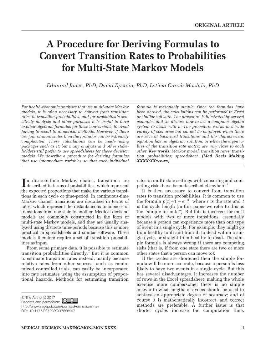 PDF) A Procedure for Deriving Formulas to Convert Transition Rates ...