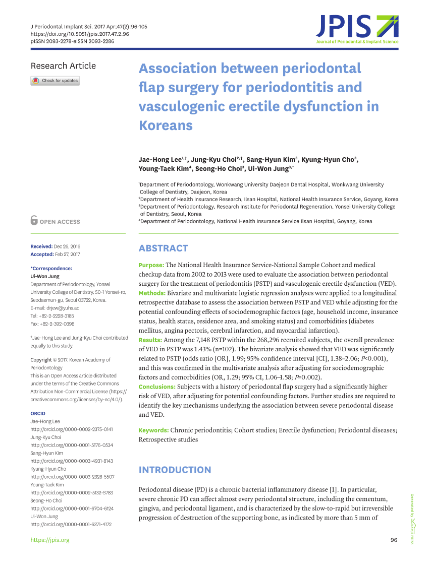 PDF Association between periodontal flap surgery for