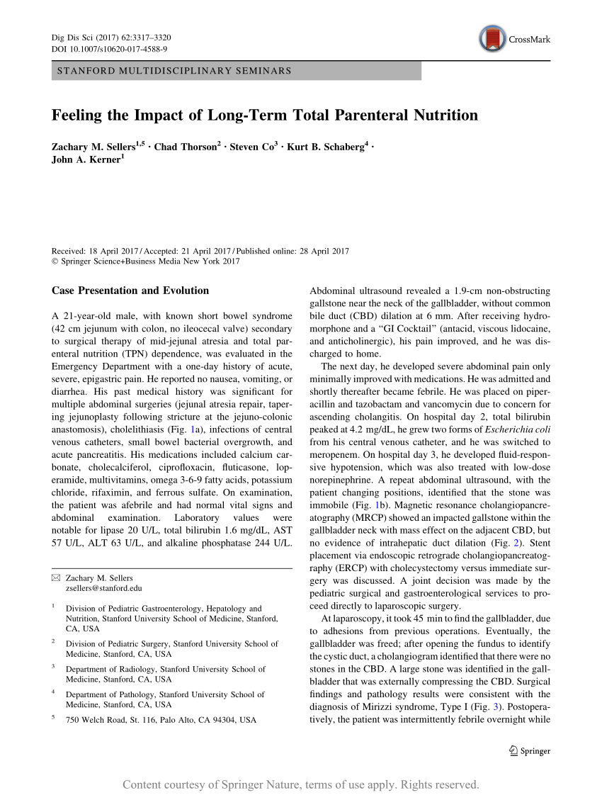 total parenteral nutrition research articles