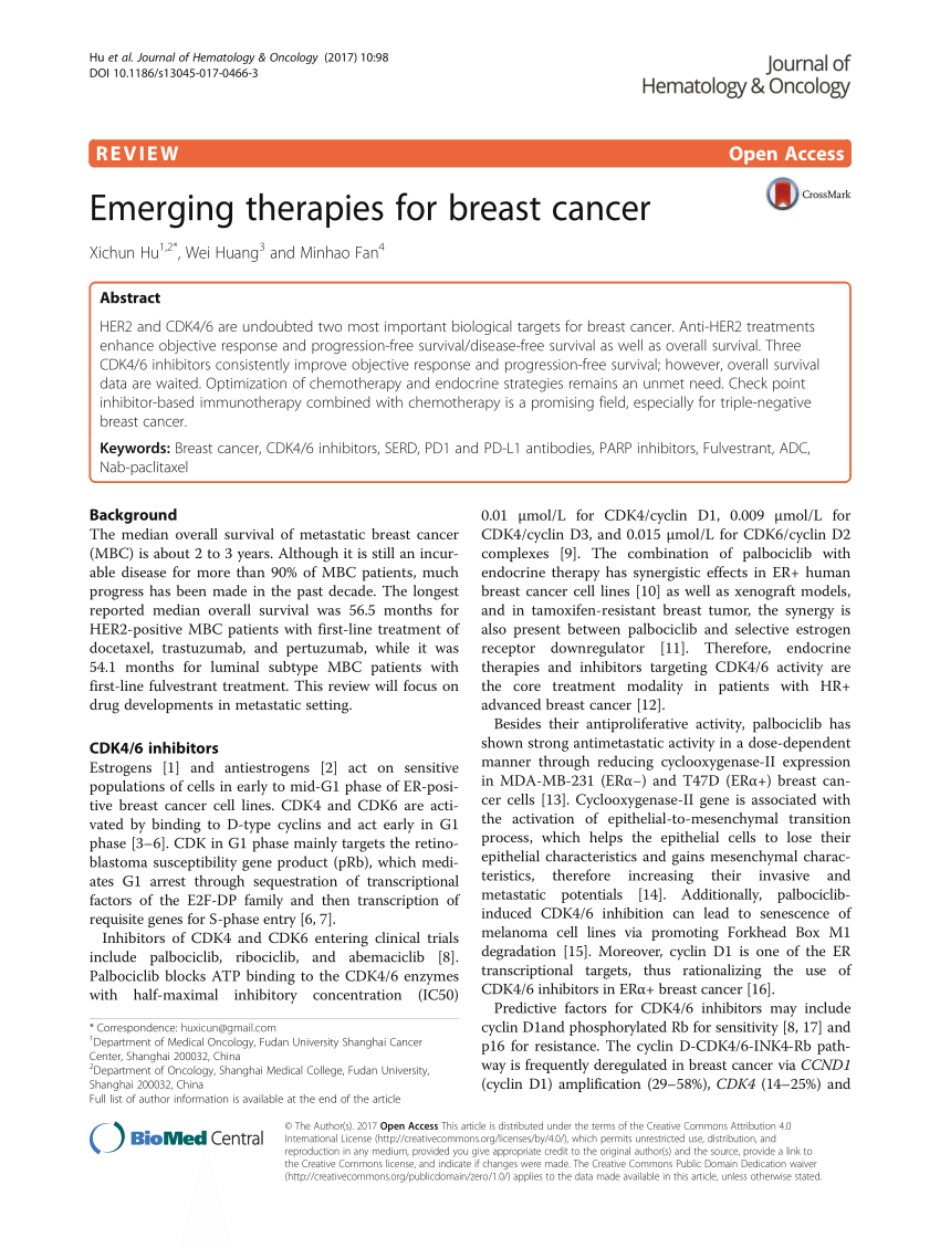 PDF) Emerging therapies for breast cancer