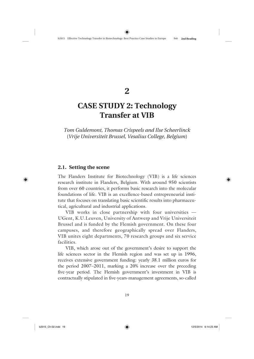 PDF) Case study 2: Technology transfer at VIB