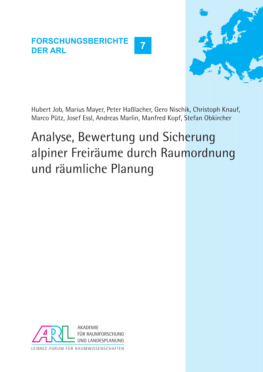PDF) Analyse, Bewertung und Sicherung alpiner Freiräume durch Raumordnung  und räumliche Planung