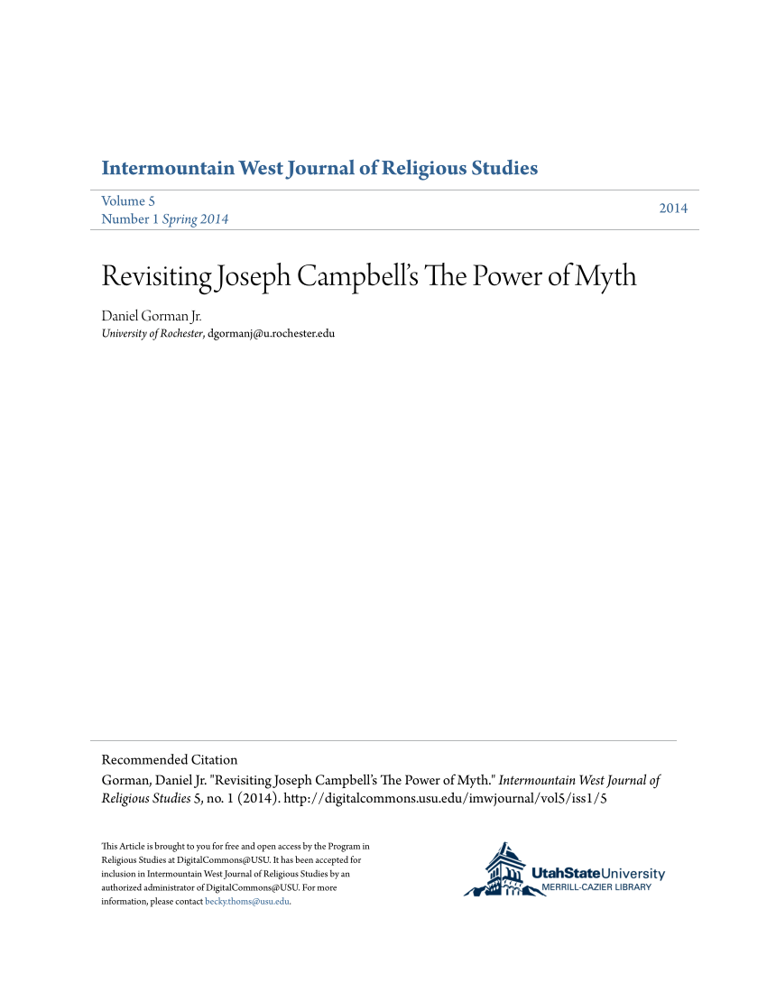 Joseph Campbell Myth Analysis