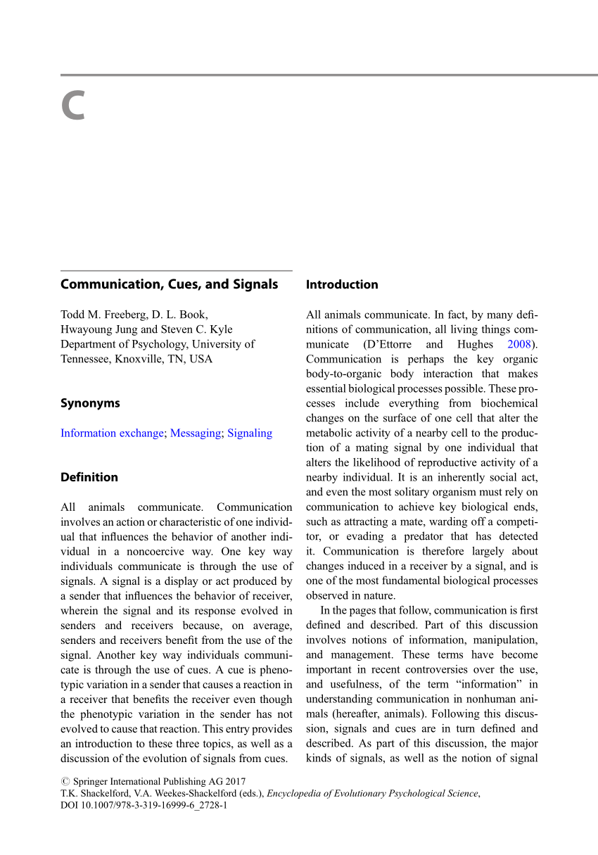 (PDF) Communication, Cues, and Signals