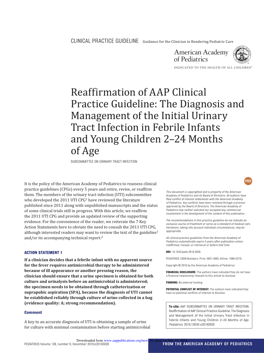 Pdf Reaffirmation Of Aap Clinical Practice Guideline The Diagnosis And Management Of The 0671