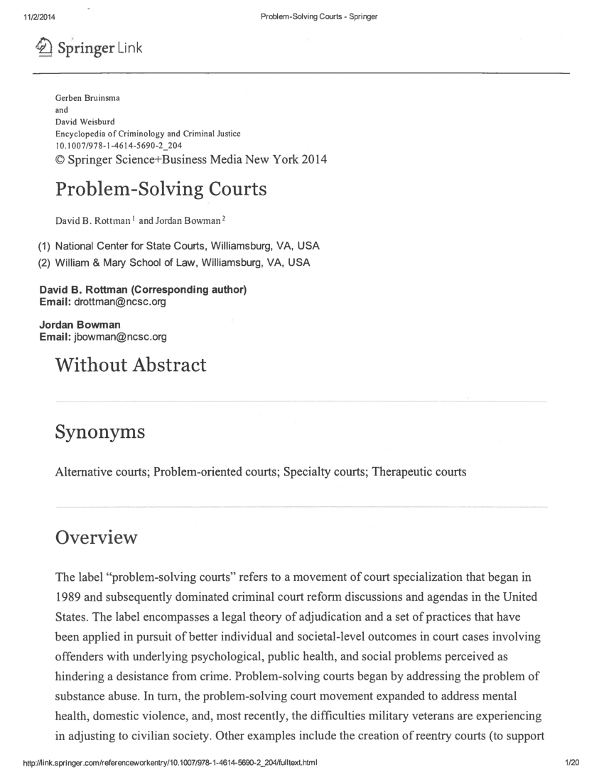 (PDF) Problem Solving Courts