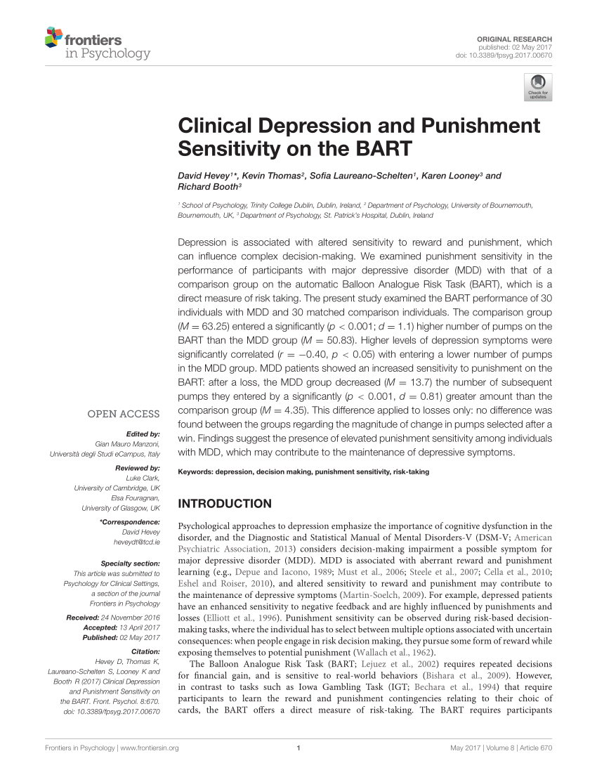 PDF) Clinical Depression and Punishment Sensitivity