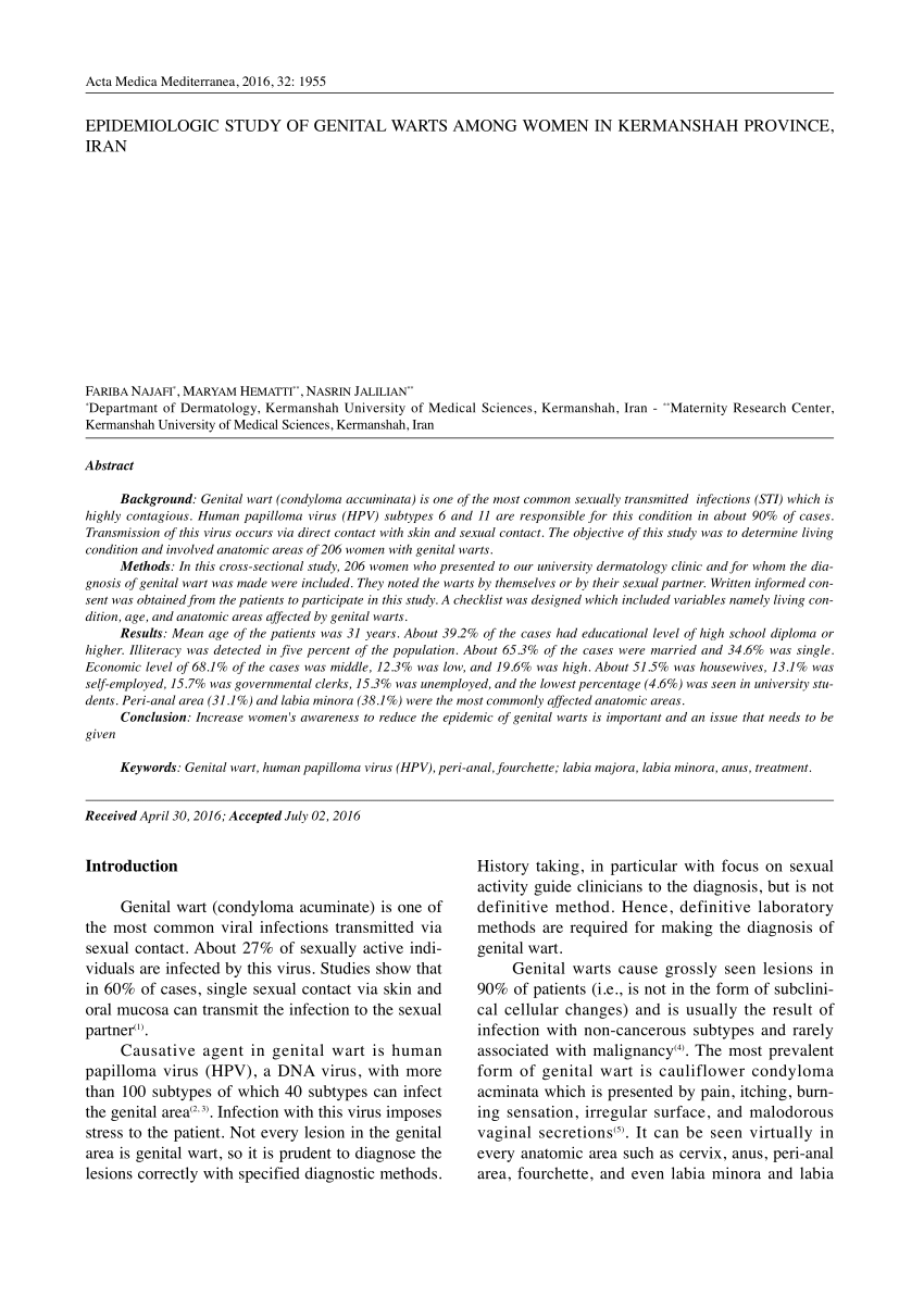(PDF) Epidemiologic study of genital warts among women in Kermanshah ...