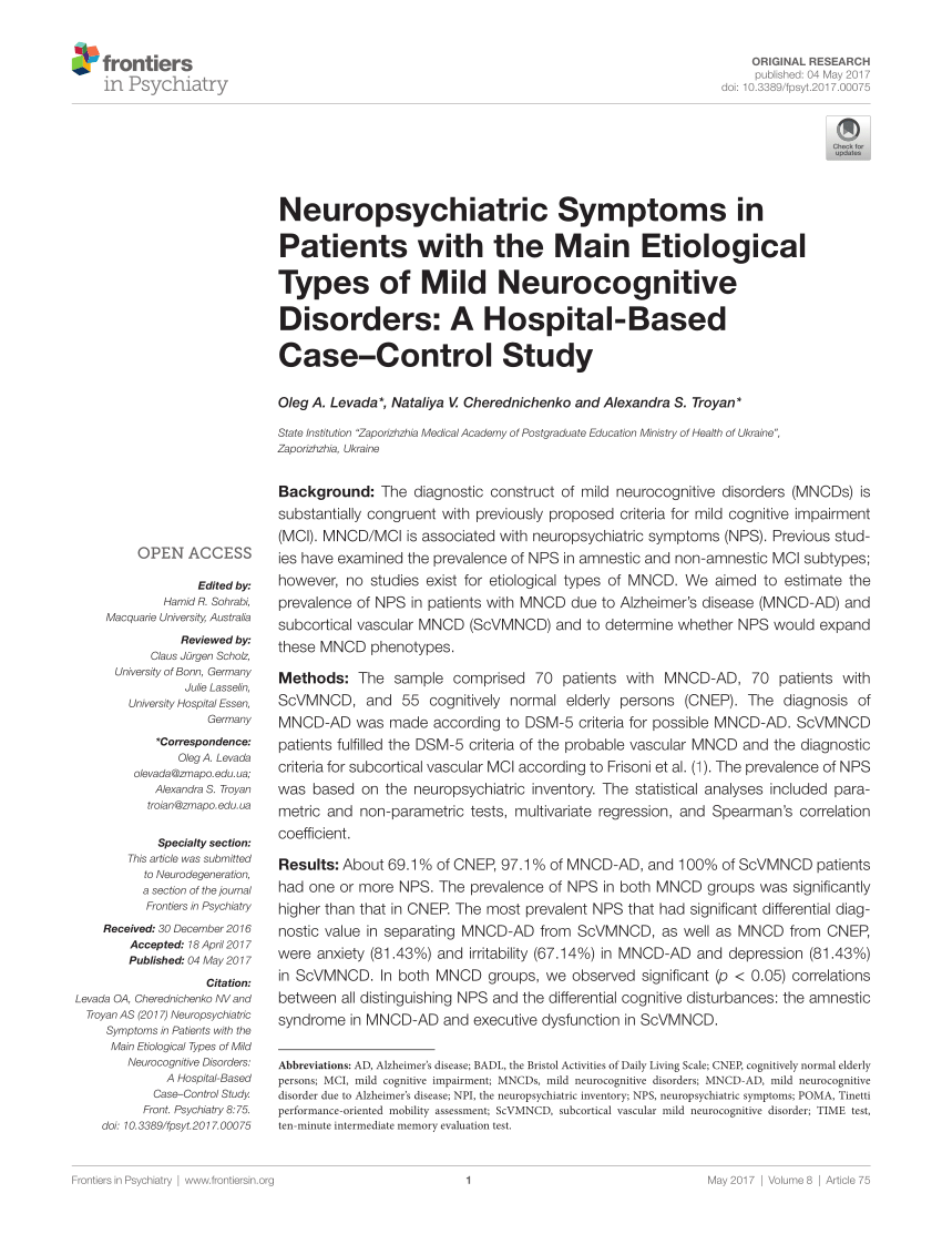 case study 1 for neurocognitive disorders alex