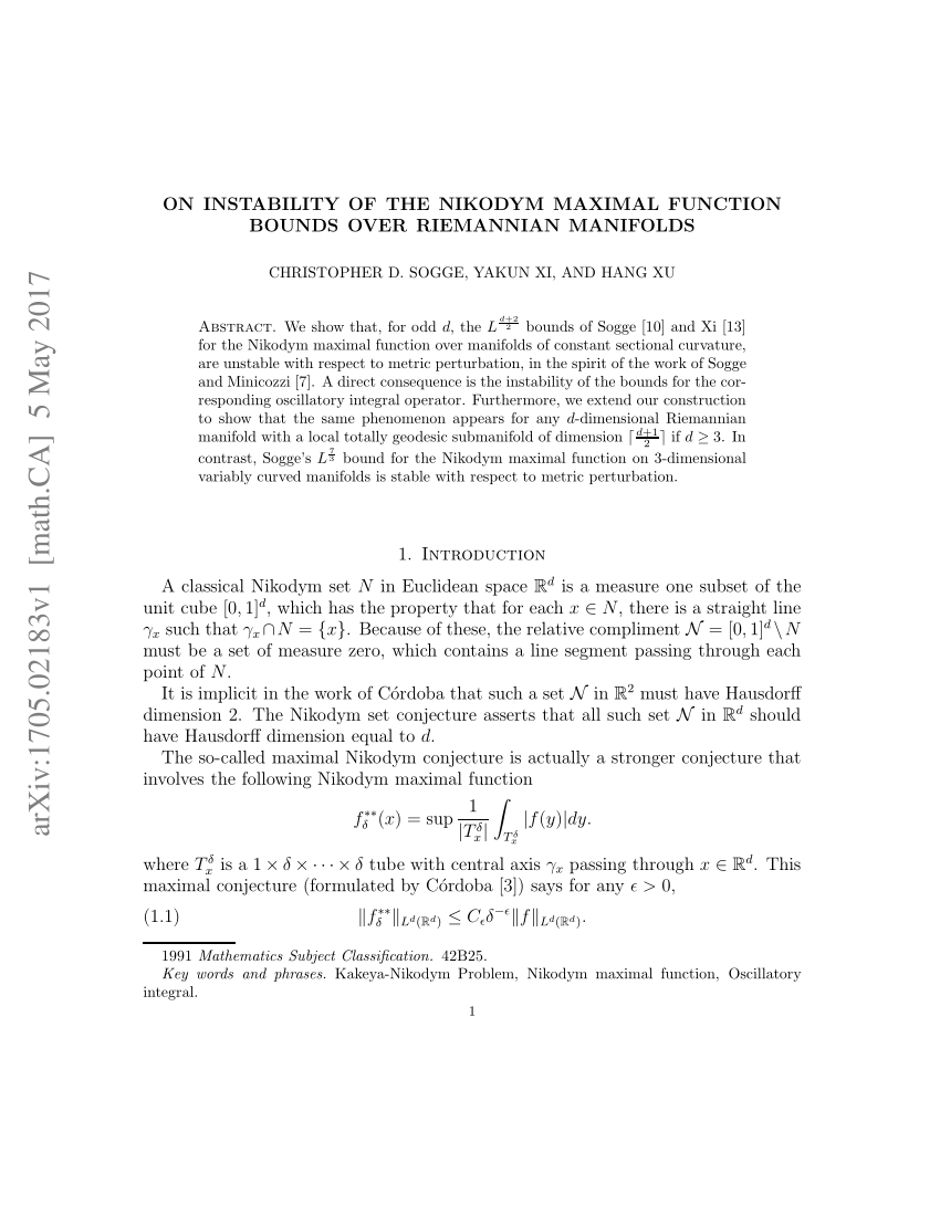 Pdf On Instability Of The Nikodym Maximal Function Bounds - 