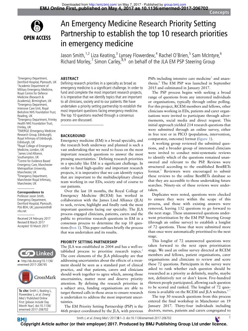 emergency medicine research paper topics
