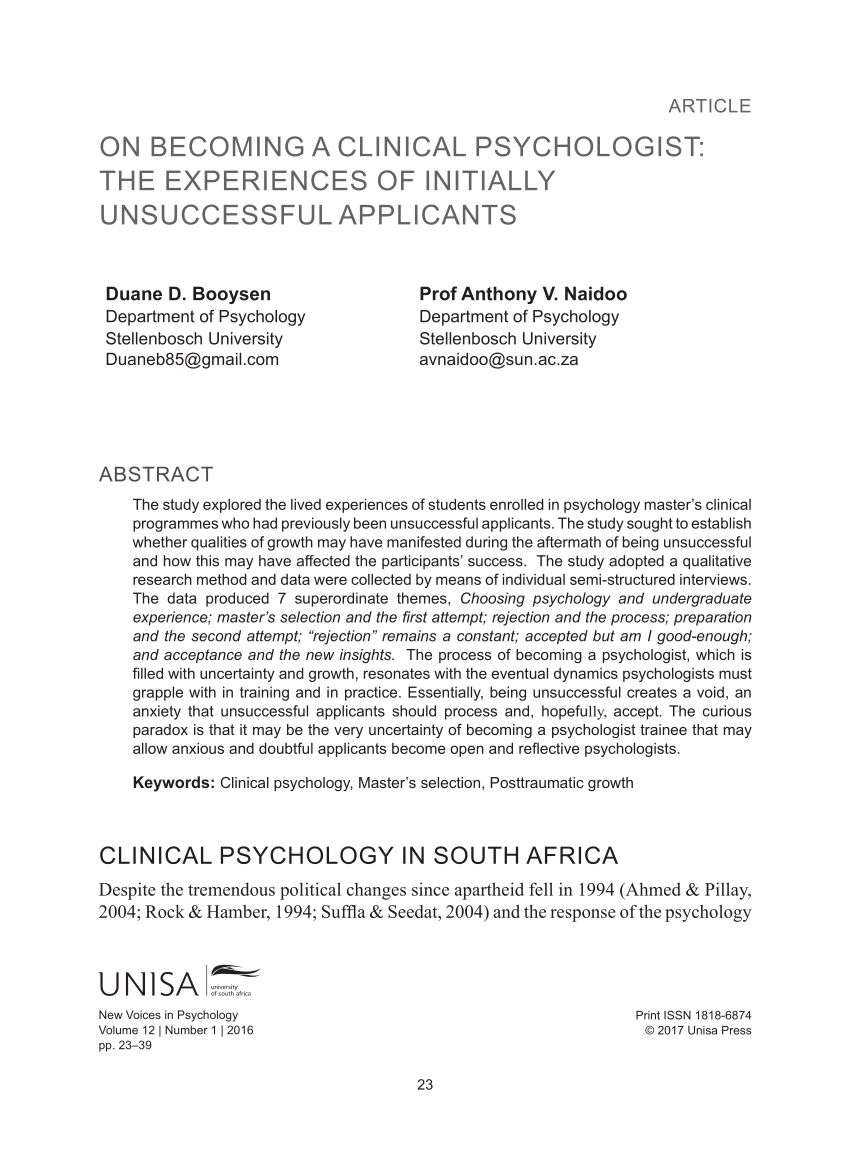 literature review on clinical psychologist