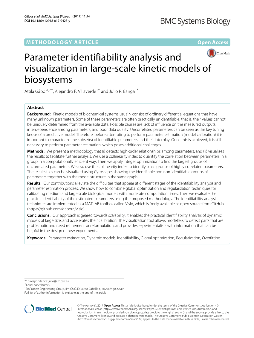 PDF) Parameter identifiability analysis and visualization in large ...