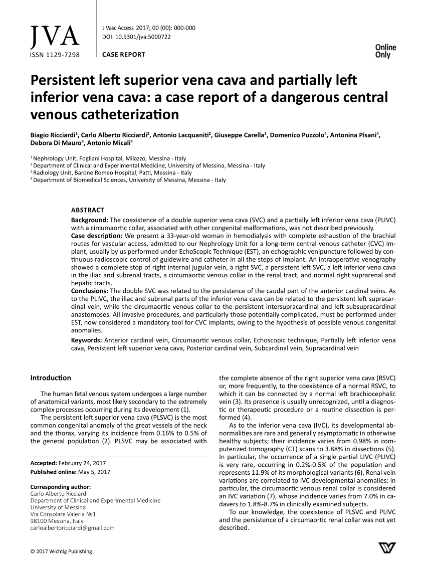 (PDF) Persistent Left Superior Vena Cava and Partially Left Inferior ...