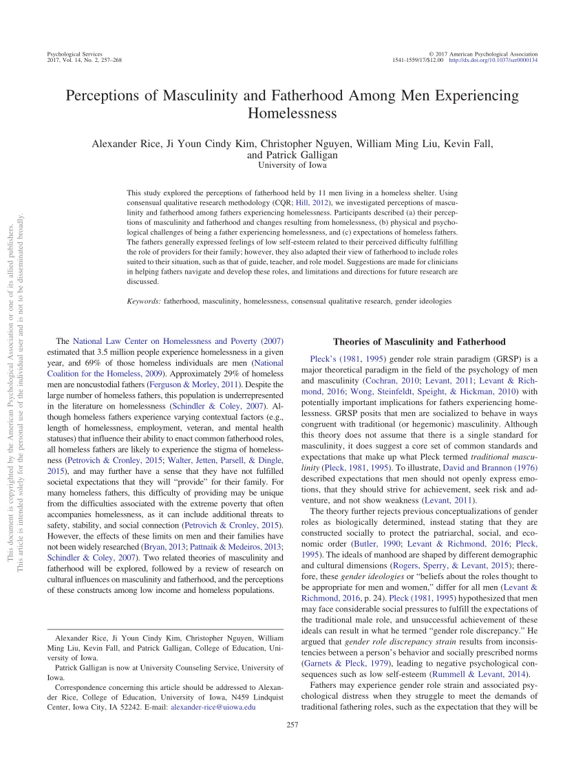 Pdf Perceptions Of Masculinity And Fatherhood Among Men - 