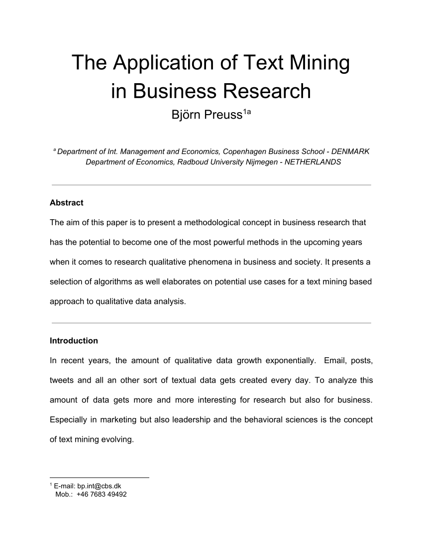 term paper on text mining