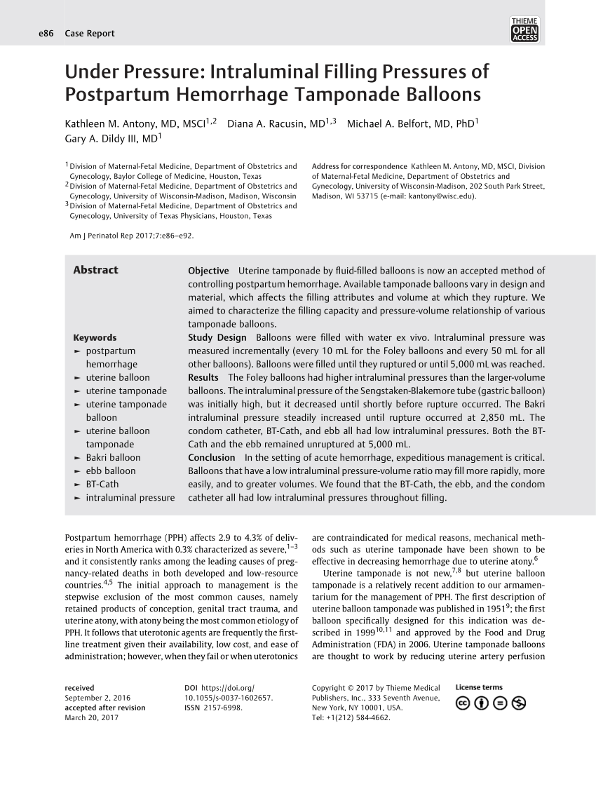 Permanently summer door mirror PDF) Under Pressure: Intraluminal Filling Pressures of Postpartum  Hemorrhage Tamponade Balloons