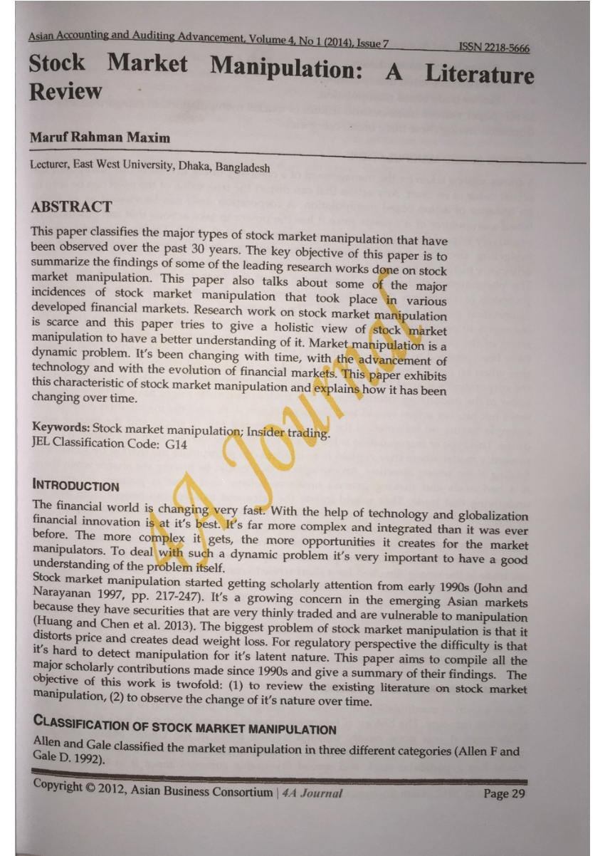 market manipulation thesis