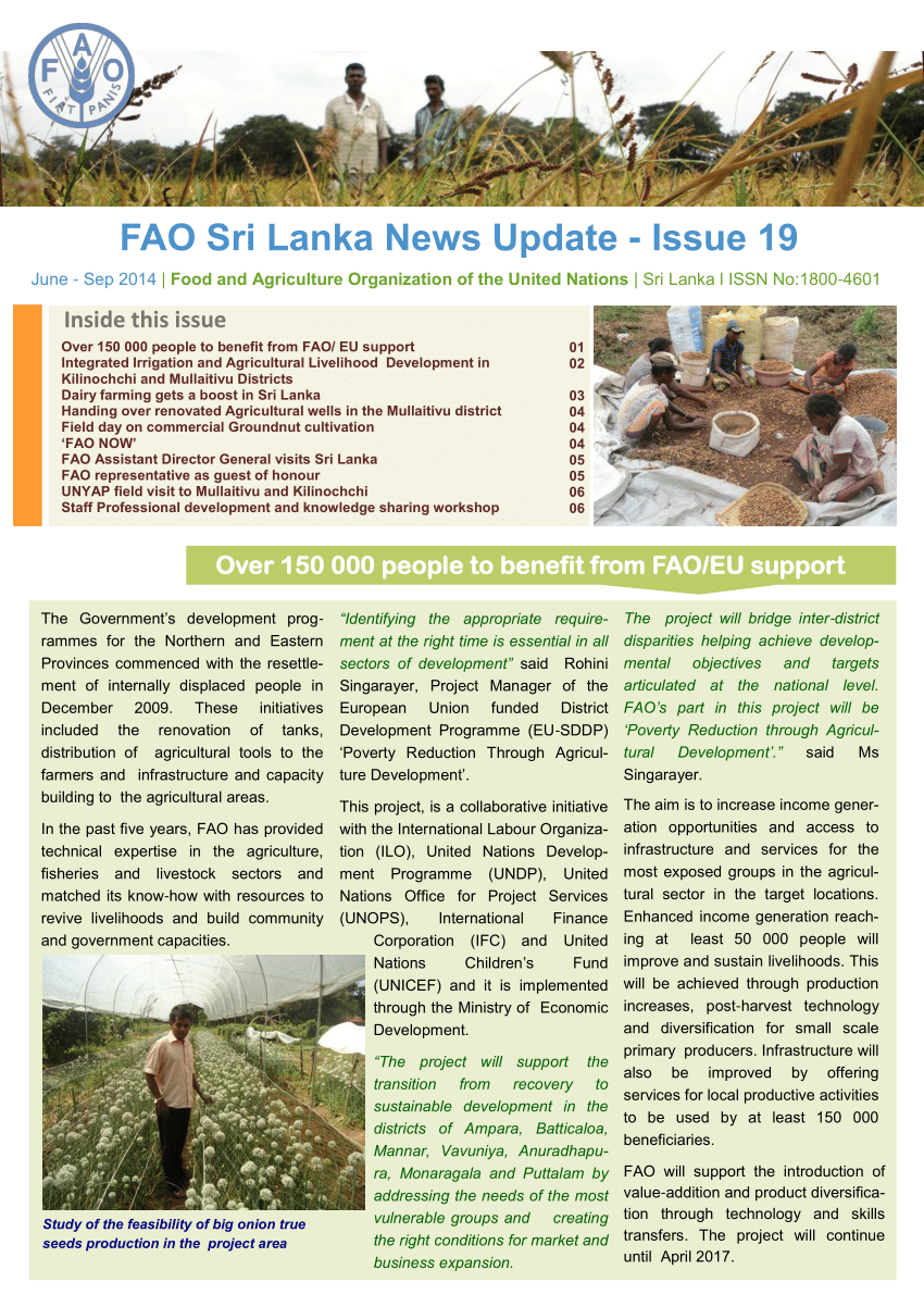(PDF) FAO Sri Lanka News Update, 2014