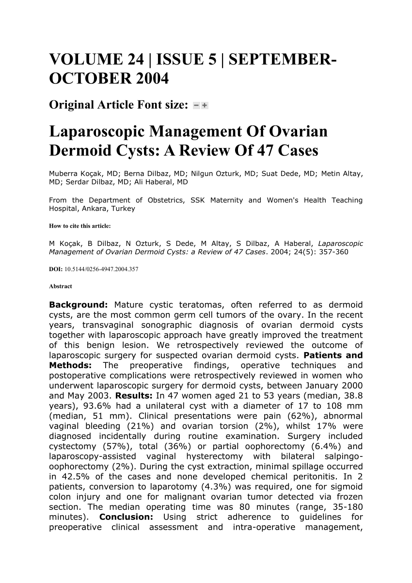 PDF) Ovarian Neoplastic Cysts found in Consecutive Cesarean