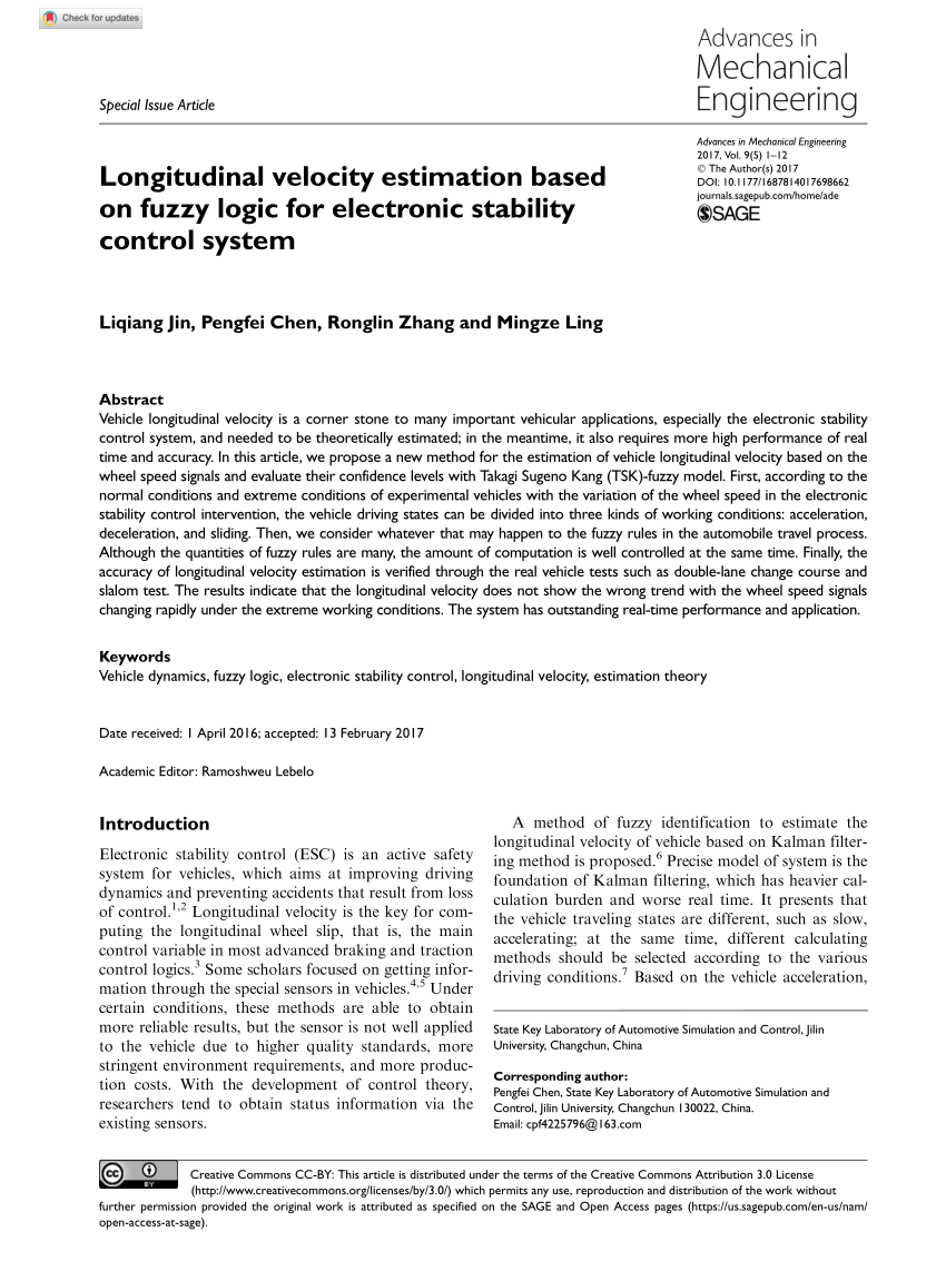PDF) Longitudinal velocity estimation based on fuzzy logic for electronic  stability control system