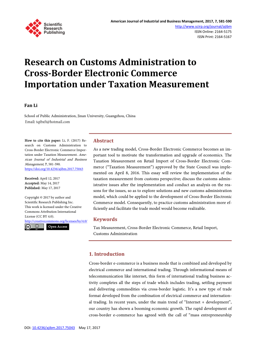 research topic about customs administration