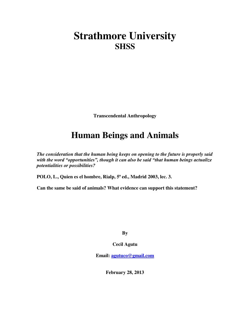 (PDF) Human Beings and Animals