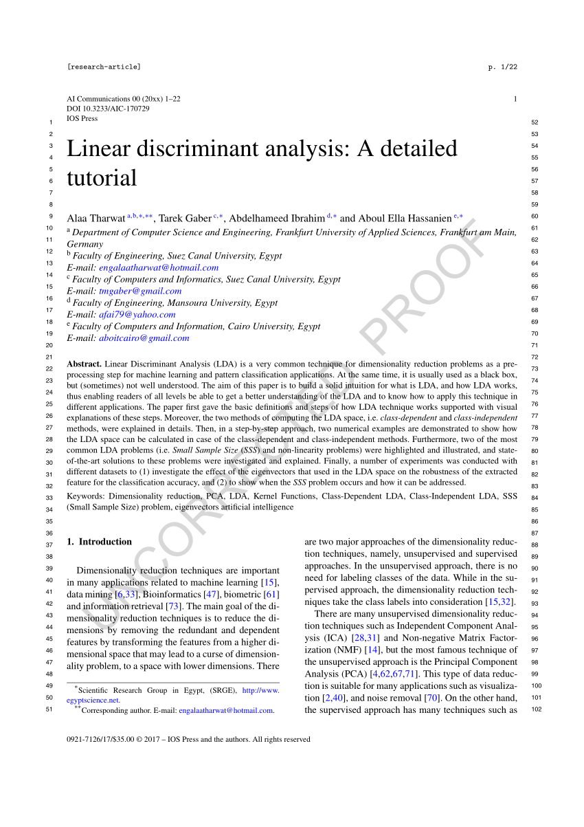 research paper on linear discriminant analysis