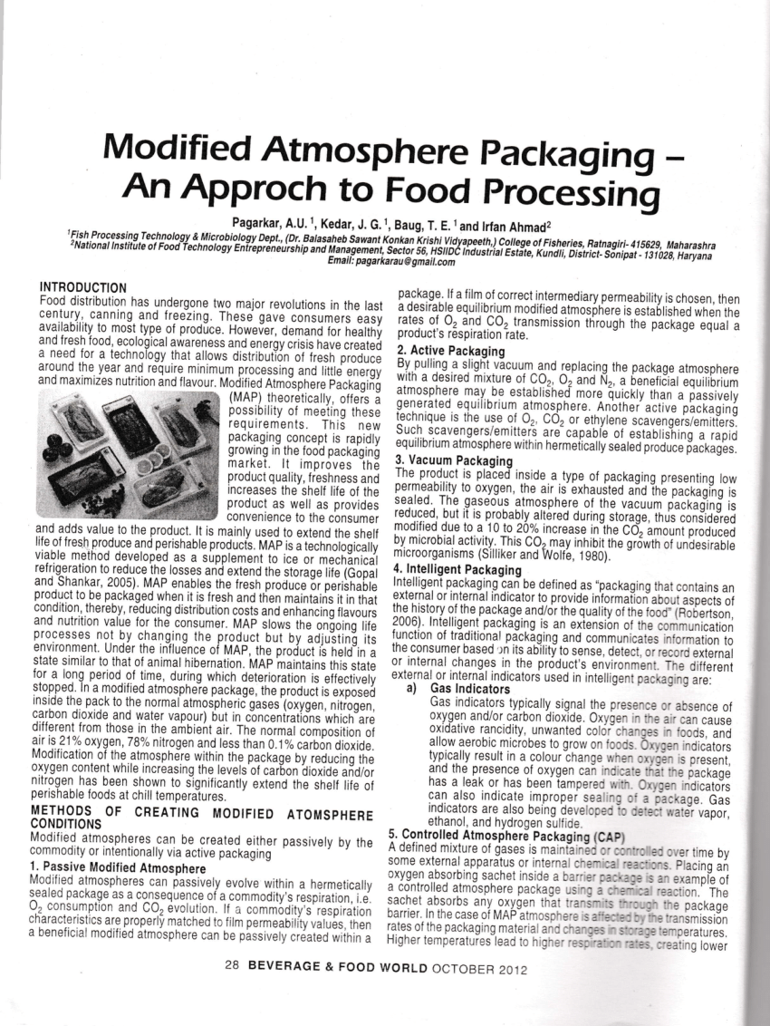 New white paper provides modified atmosphere packaging technology overview  for food applications, 2014-09-03, Snack and Bakery