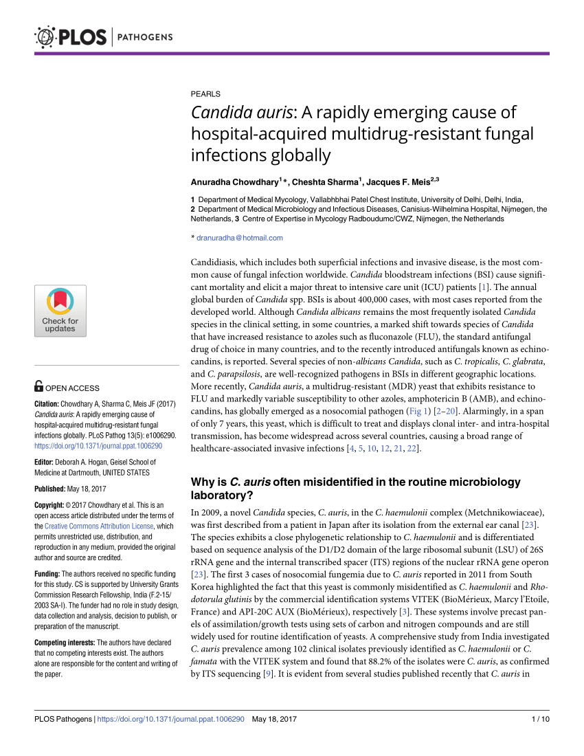 Pdf A Rapidly Emerging Cause Of Hospital Acquired Multidrug Resistant Fungal Infections Globally