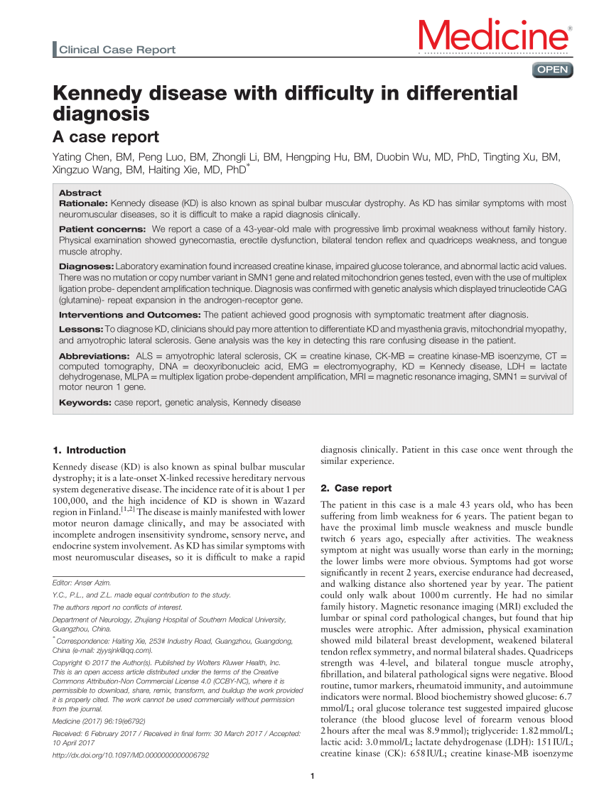 (PDF) Kennedy disease with difficulty in differential diagnosis