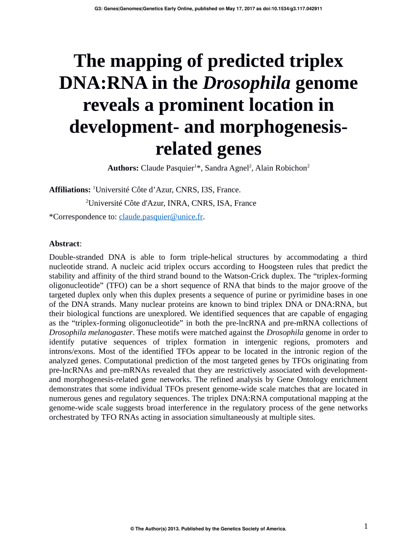 Pdf The Mapping Of Predicted Triplex Dna Rna In The Drosophila Images, Photos, Reviews