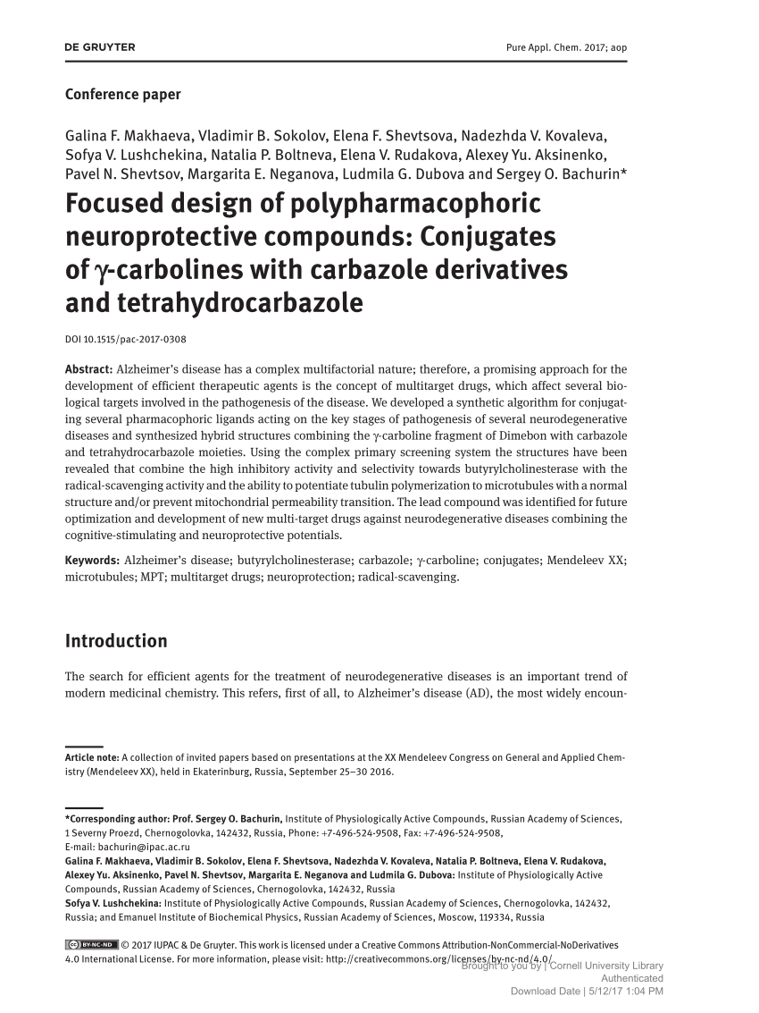 PDF) Focused design of polypharmacophoric neuroprotective 