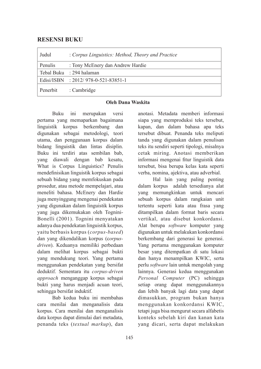 Pdf Corpus Linguistics Method Theory And Practice