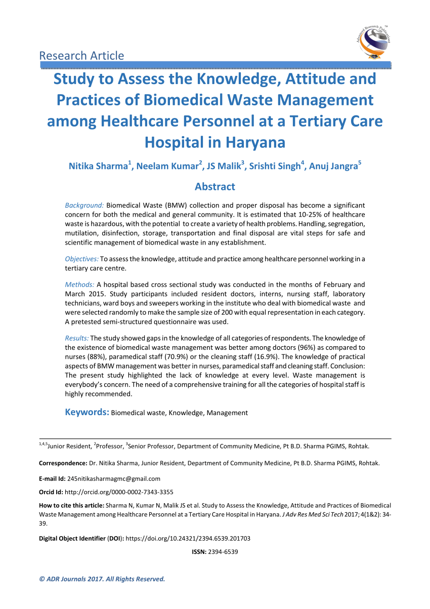 literature review on biomedical waste management