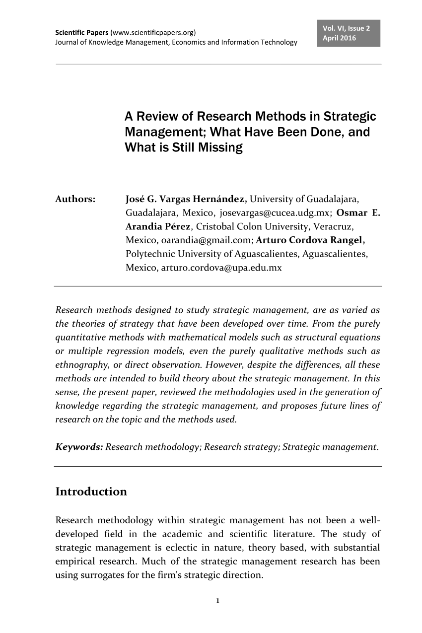 article review strategic management pdf
