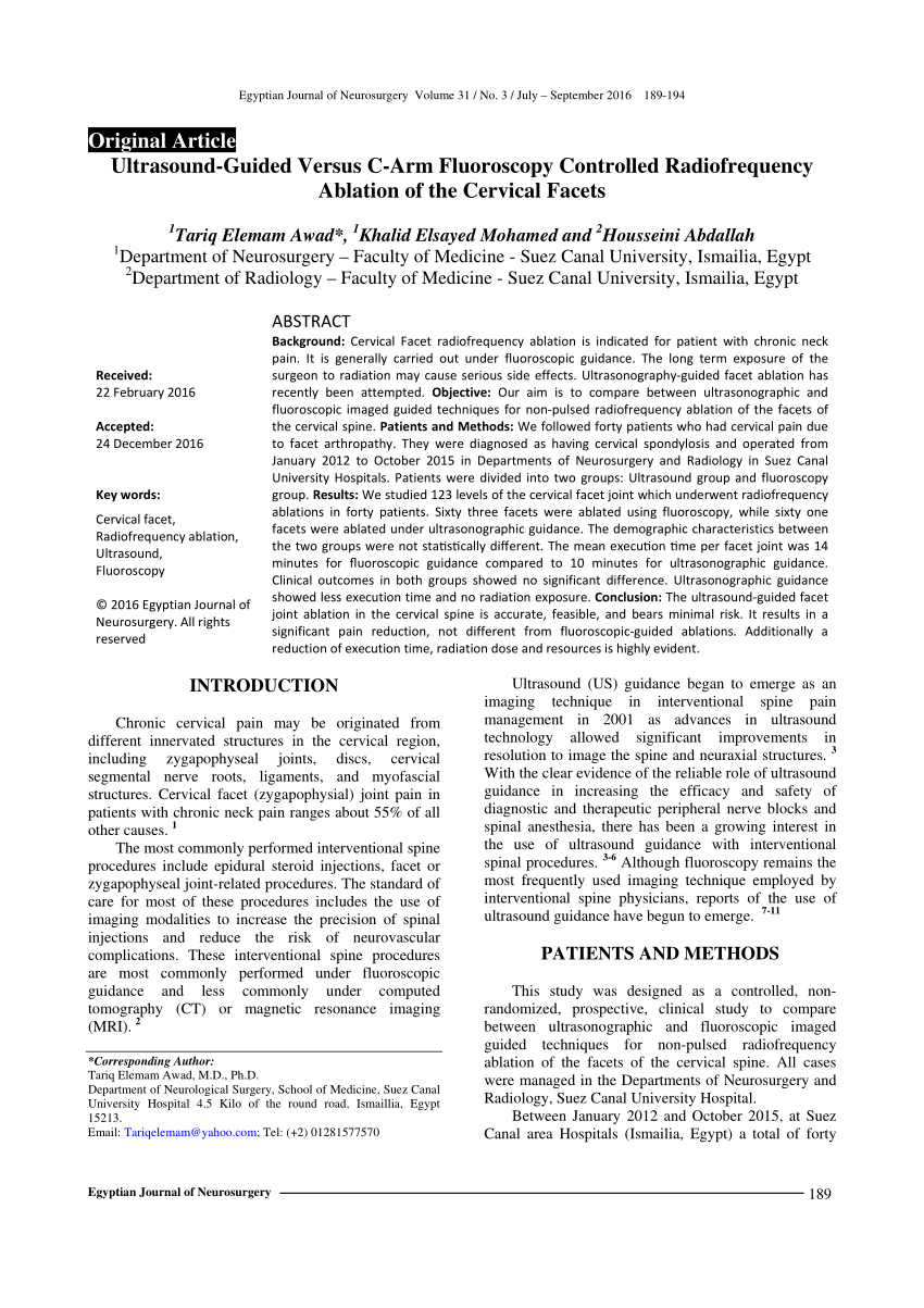 Pdf Ultrasound Guided Versus C Arm Fluoroscopy Controlled - 