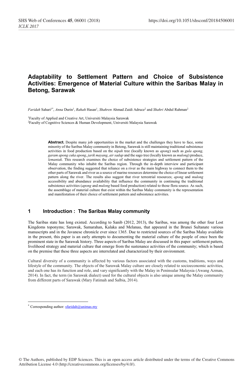 (PDF) Adaptability to Settlement Pattern and Choice of Sustenance