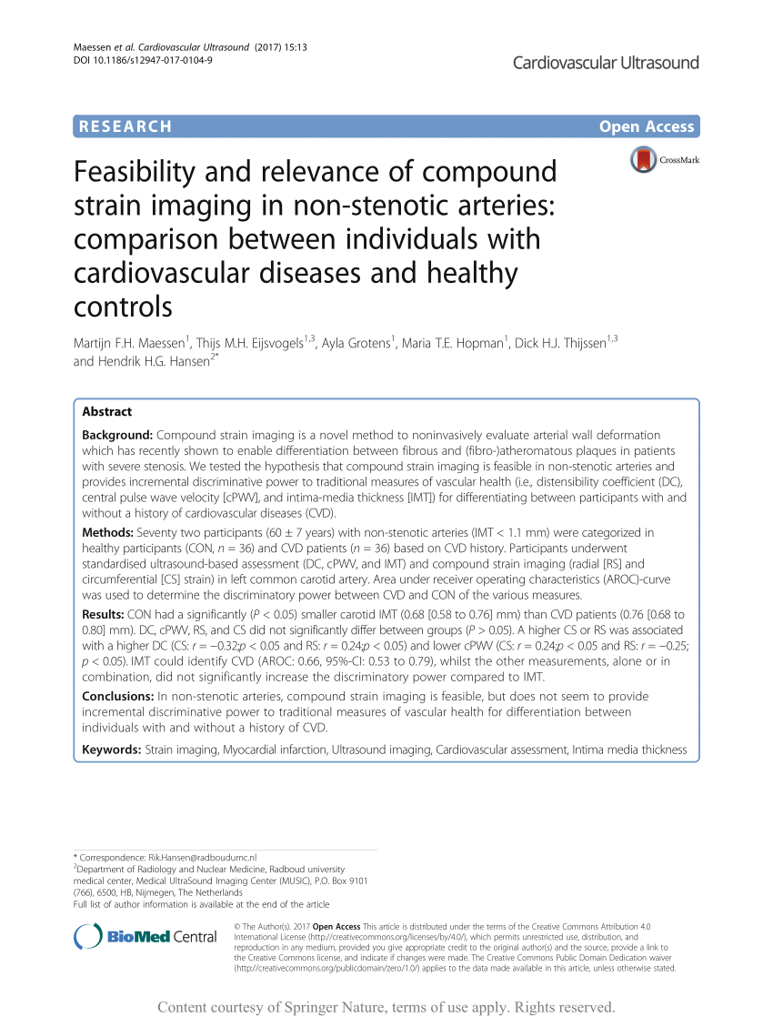 Pdf Feasibility And Relevance Of Compound Strain Imaging In Non Stenotic Arteries Comparison Between Individuals With Cardiovascular Diseases And Healthy Controls