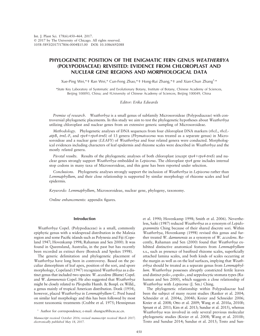 PDF) Micro-morphological characters in Polypodiaceae and its taxonomic  significance