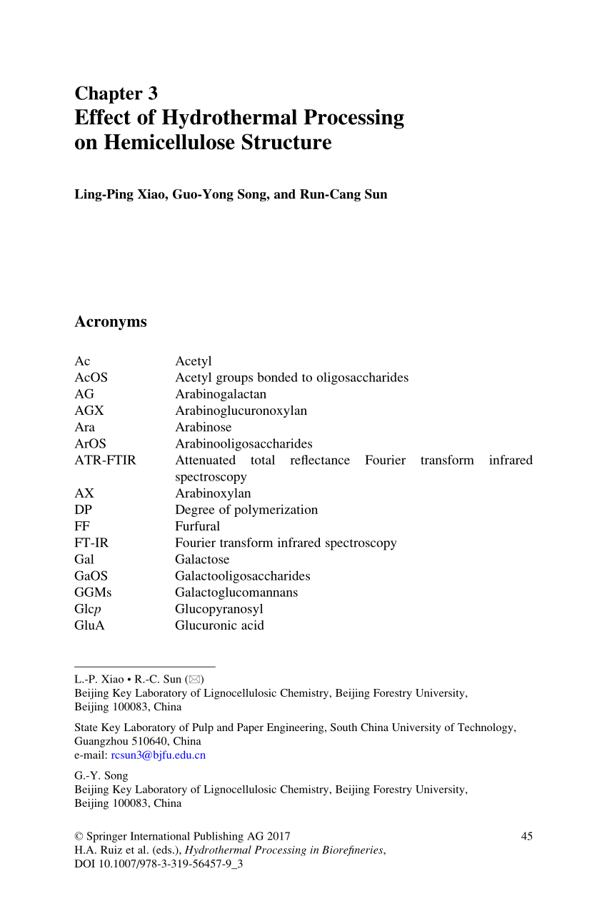 Pdf Effect Of Hydrothermal Processing On Hemicellulose Structure