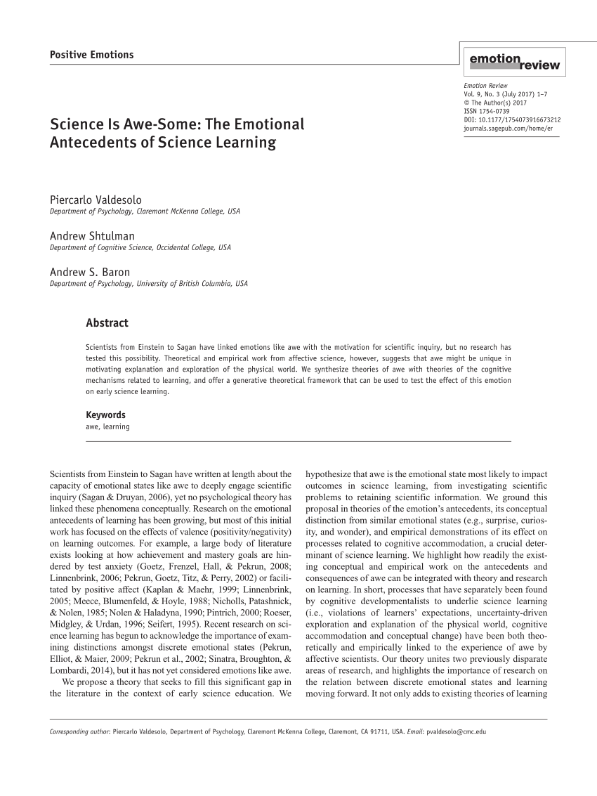 Pdf Self Transcendent Emotions And Their Social Functions - pdf self transcendent emotions and their social functions compassion gratitude and awe bind us to others through prosociality