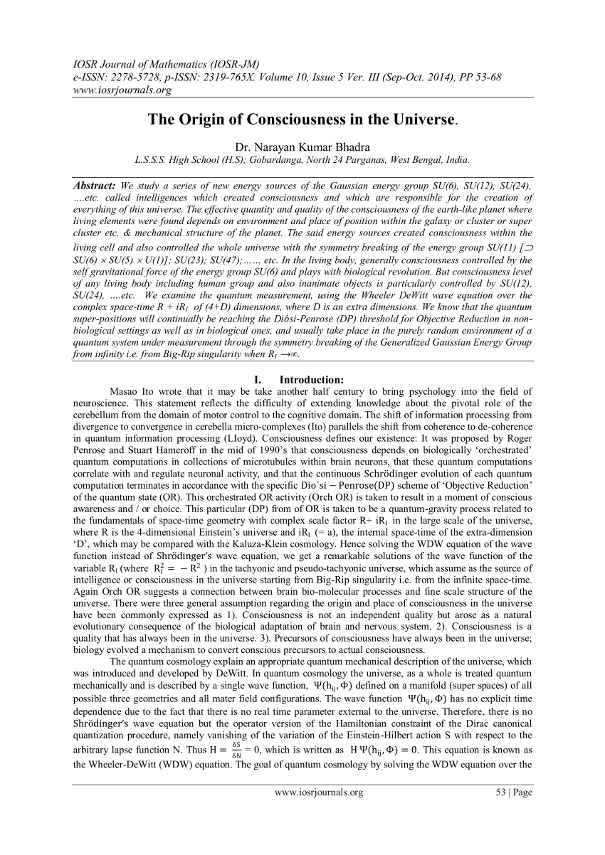 Origin of consciousness julian james