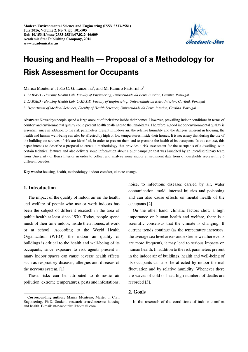 risk assessment research proposal example