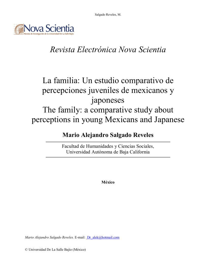 PDF) La familia Un estudio comparativo de percepciones juveniles de mexicanos y japoneses