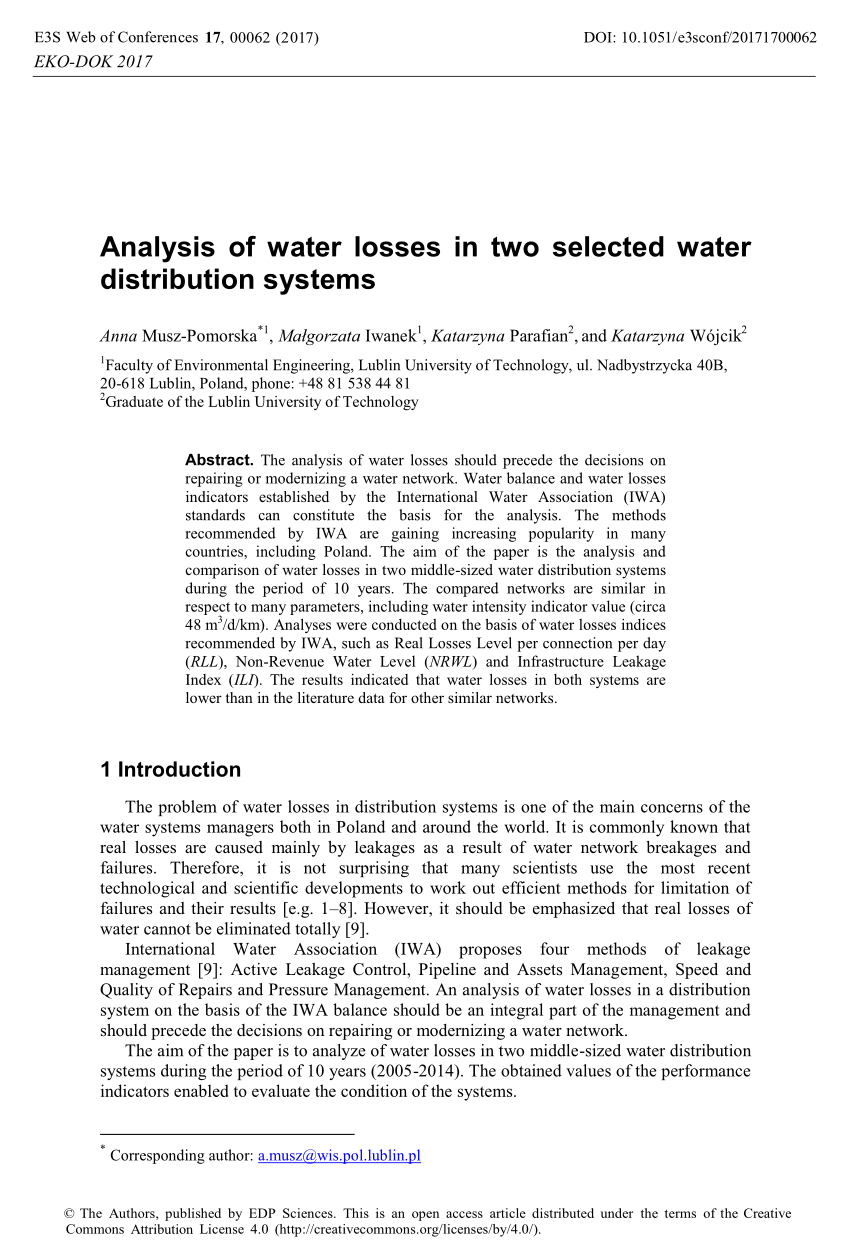 research paper on water distribution system pdf