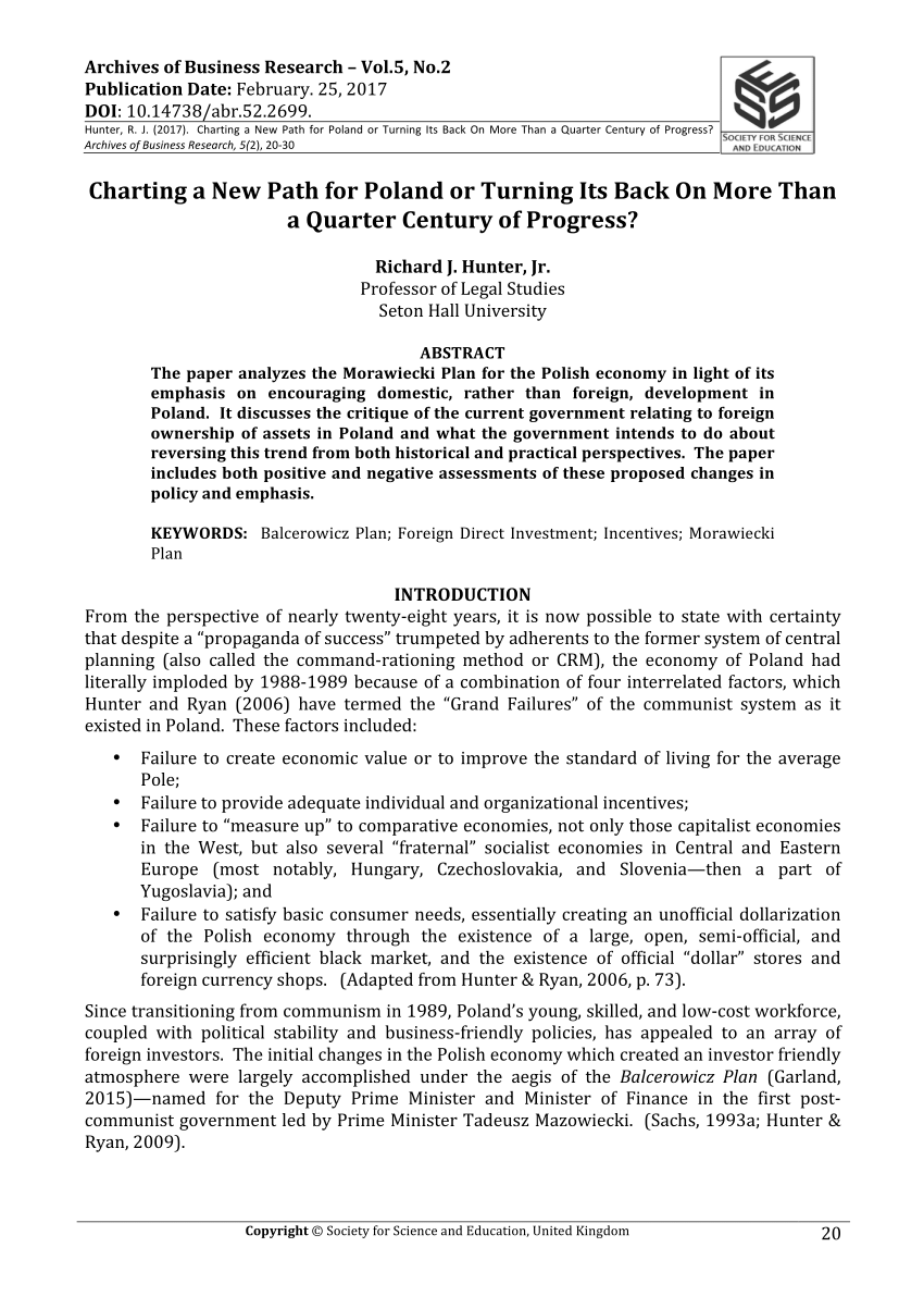 (PDF) CHARTING A NEW PATH FOR POLAND OR TURNING ITS BACK ON MORE THAN A QUARTER CENTURY OF PROGRESS?