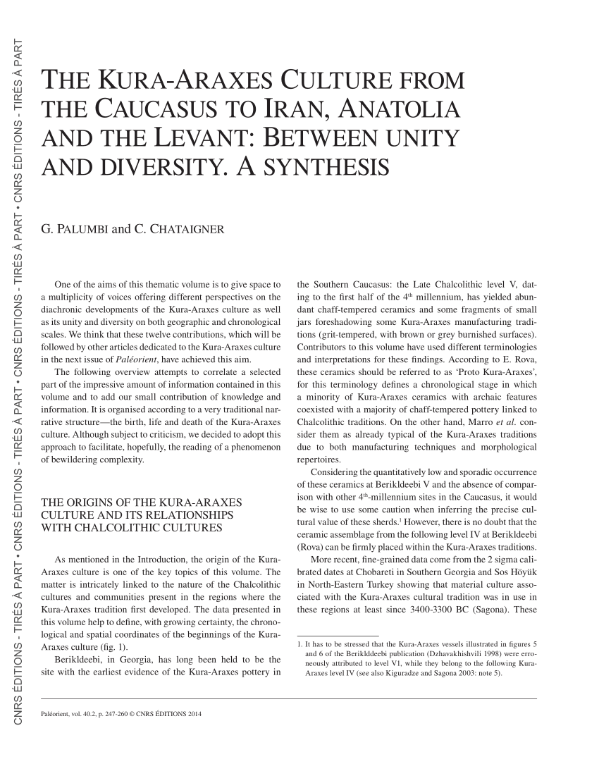 Pdf The Kura Araxes Culture From The Caucasus To Iran Anatolia And The Levant Between Unity And Diversity A Synthesis