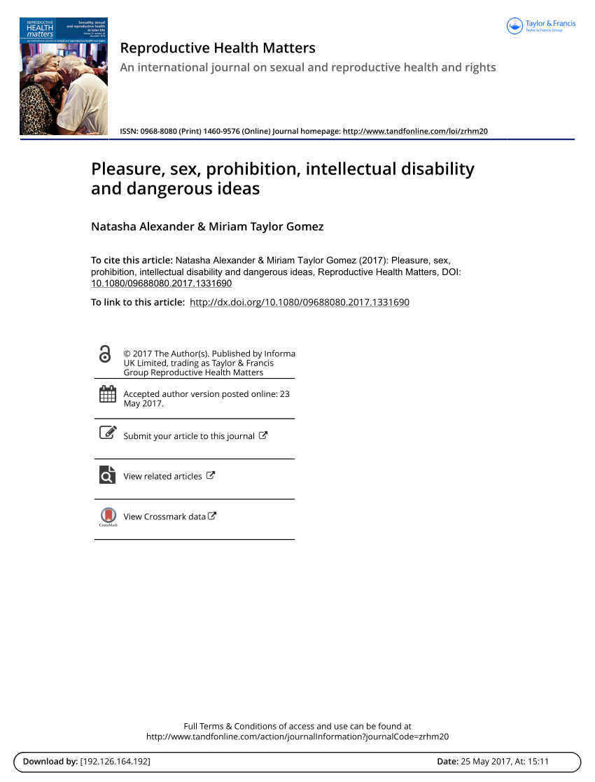 Pdf Pleasure Sex Prohibition Intellectual Disability And Dangerous 